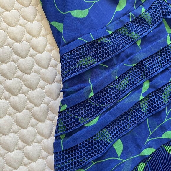 NWOT Self Portrait Blue Crescent Chiffon Midi Dress Cut Out Back Ruffle Size 6 - Picture 7 of 13